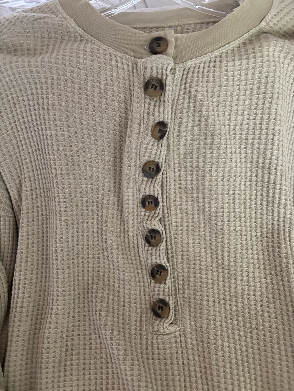Electric & Rose Beige Waffle Henley